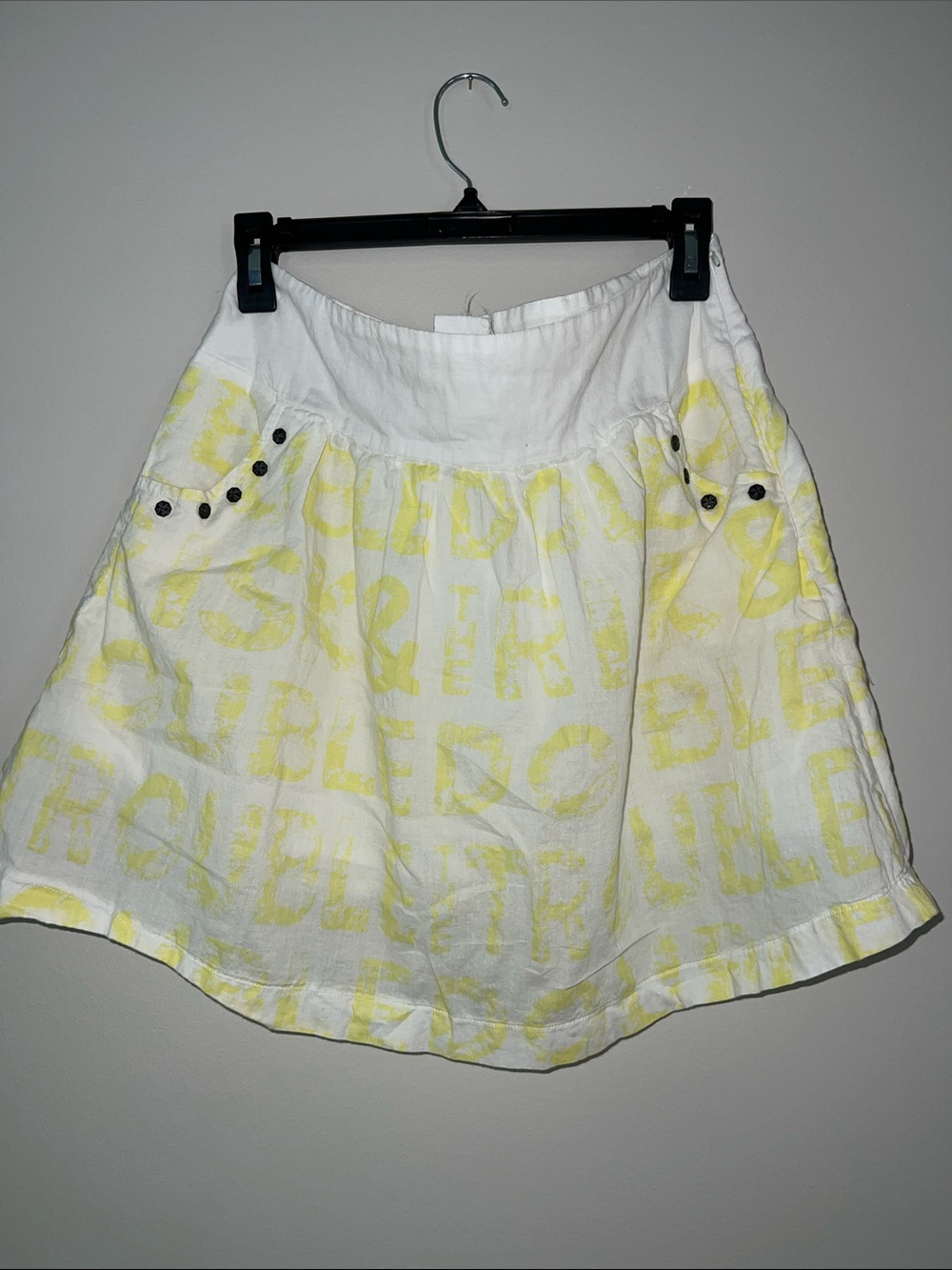Y2K - Blac Label - White and Yellow Casual A-Line Skirt